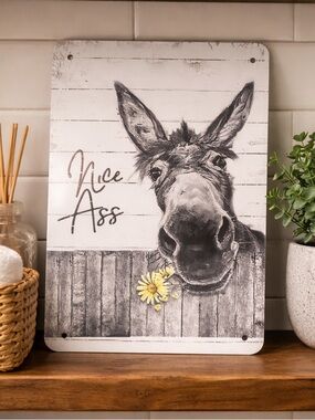 🌸 Nice Ass Donkey Wall Art - Funny Bathroom Sign 12"X8"
